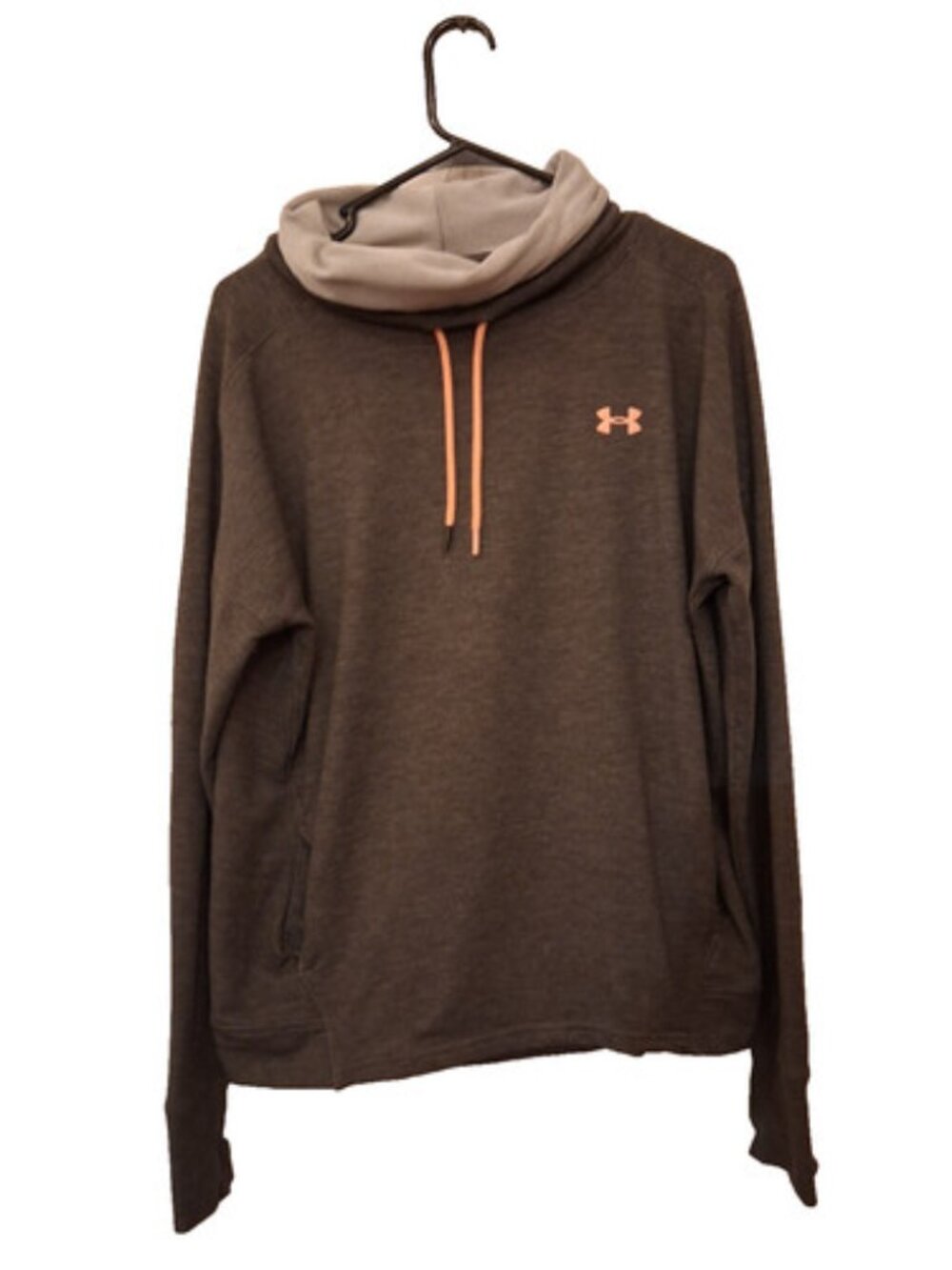 Underarmour - womens loose pullover with neck guard- loose- grey and orange